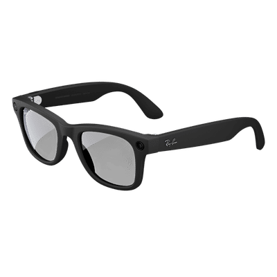 Ray-Ban Meta Wayfarer (Gen 1) AI Glasses for Men, Women (12MP Ultra-Wide Camera, AI Voice Assistant, Open-ear Audio, Live Translation, Grey Polarised Lenses, Large, Matte Black)