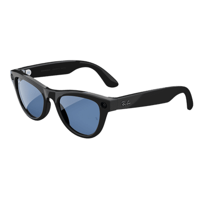 Ray-Ban Meta Skyler (Gen 1) AI Glasses for Men, Women (12MP Ultra-Wide Camera, Meta AI, Open-ear Audio, Live Translation, Blue Polarised Lenses, Standard, Shiny Black)