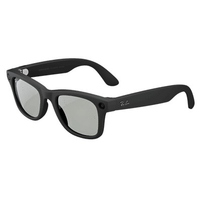 Ray-Ban Meta Wayfarer (Gen 1) AI Glasses for Men, Women (12MP Ultra-Wide Camera, AI Voice Assistant, Open-ear Audio, Live Translation, Transitions Graphite Green Lenses, Large, Matte Black)