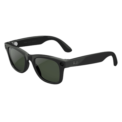 Ray-Ban Meta Wayfarer (Gen 2) AI Glasses for Men, Women (12MP Ultra-Wide Camera, Meta AI, Open-ear Audio, Live Translation, Transitions Graphite Green Lenses, Standard, Shiny Black)