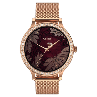 noise NoiseFit Diva Araya Smartwatch with Bluetooth Calling (32.51mm AMOLED Display, IP67 Dust & Water Resistance, Rose Gold Link Strap)