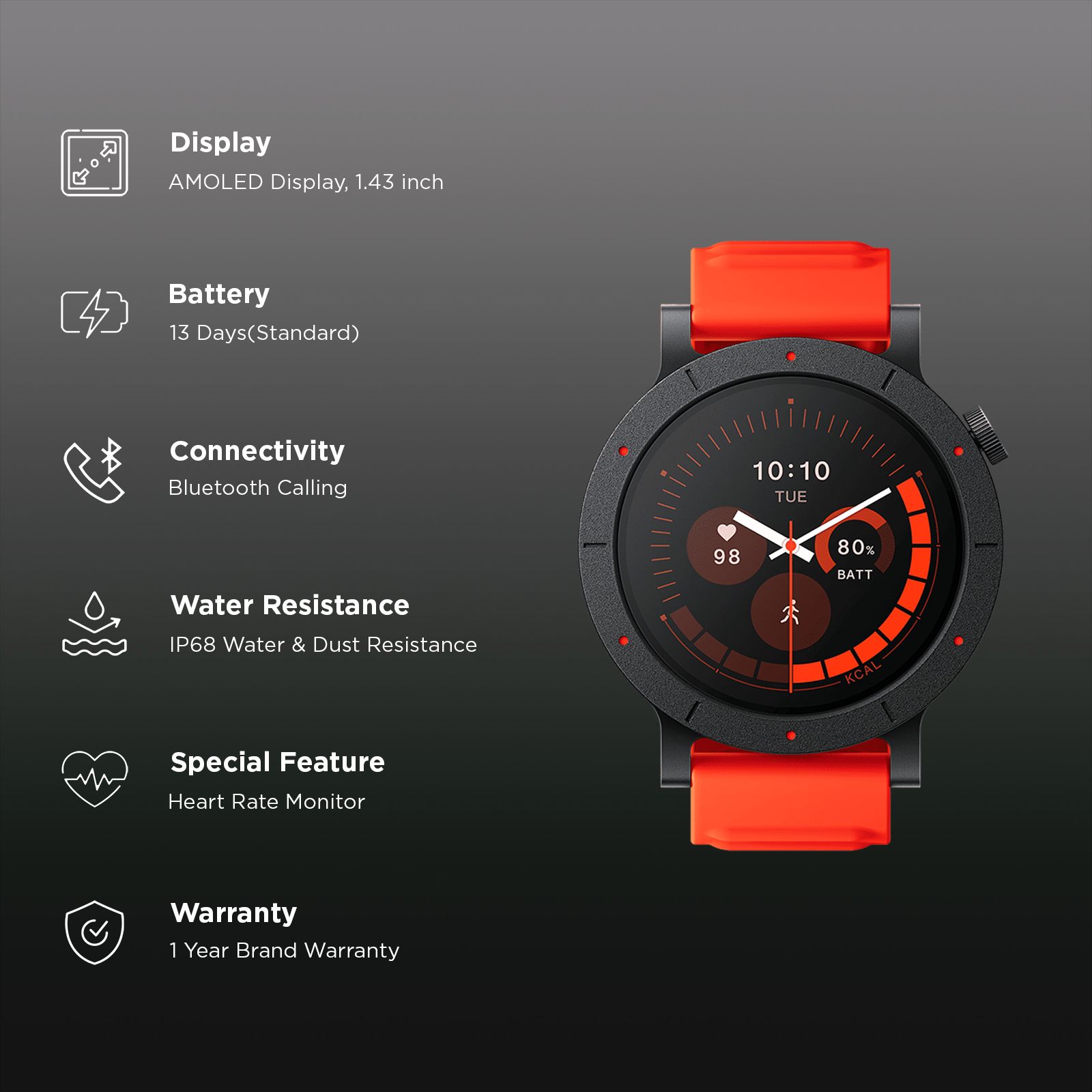 Nothing CMF Watch 3 Pro Smartwatch with Bluetooth Calling (36mm AMOLED Display, IP68 Water & Dust Resistance, Orange Strap)_2
