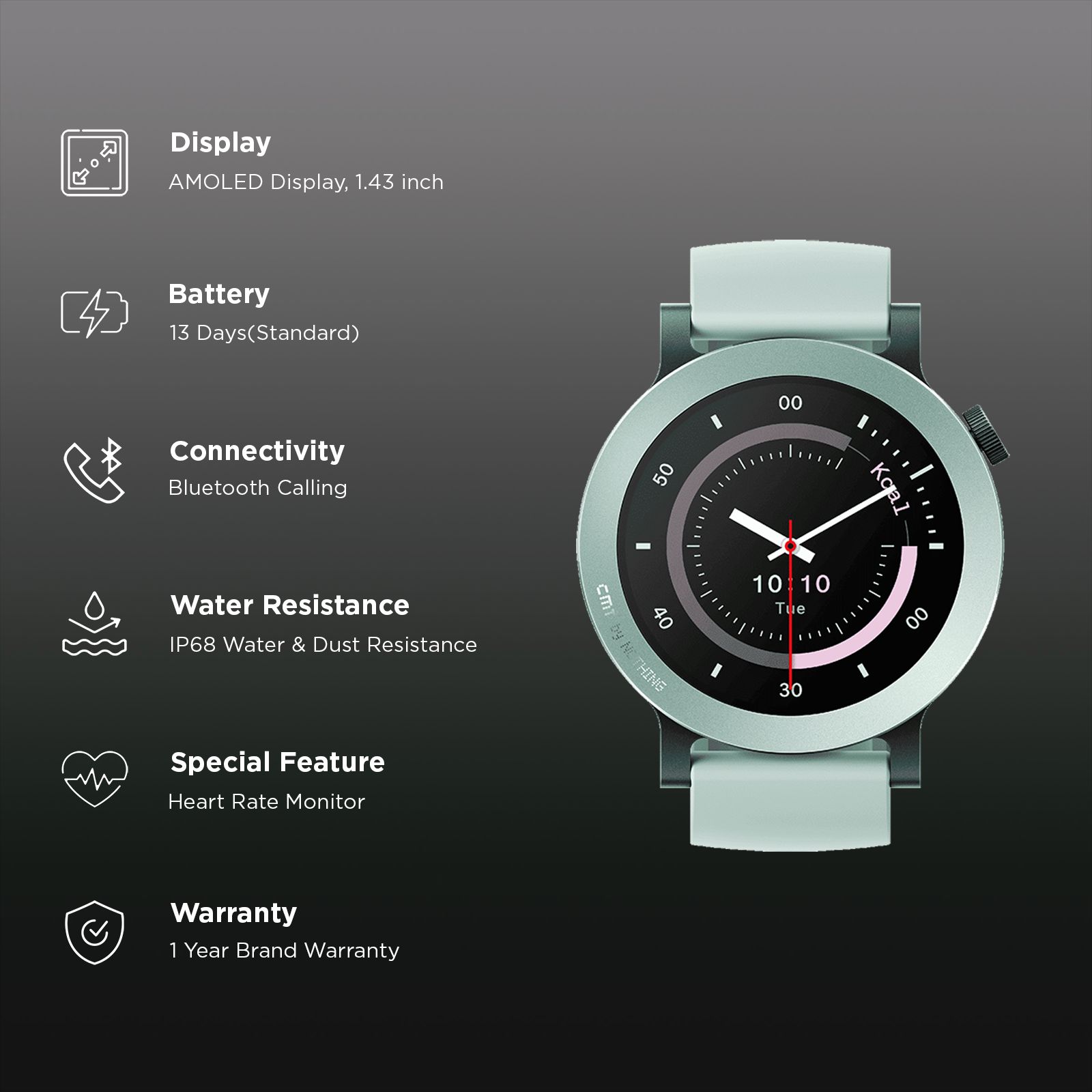 Nothing CMF Watch 3 Pro Smartwatch with Bluetooth Calling (36mm AMOLED Display, IP68 Water & Dust Resistance, Light Green Strap)_2