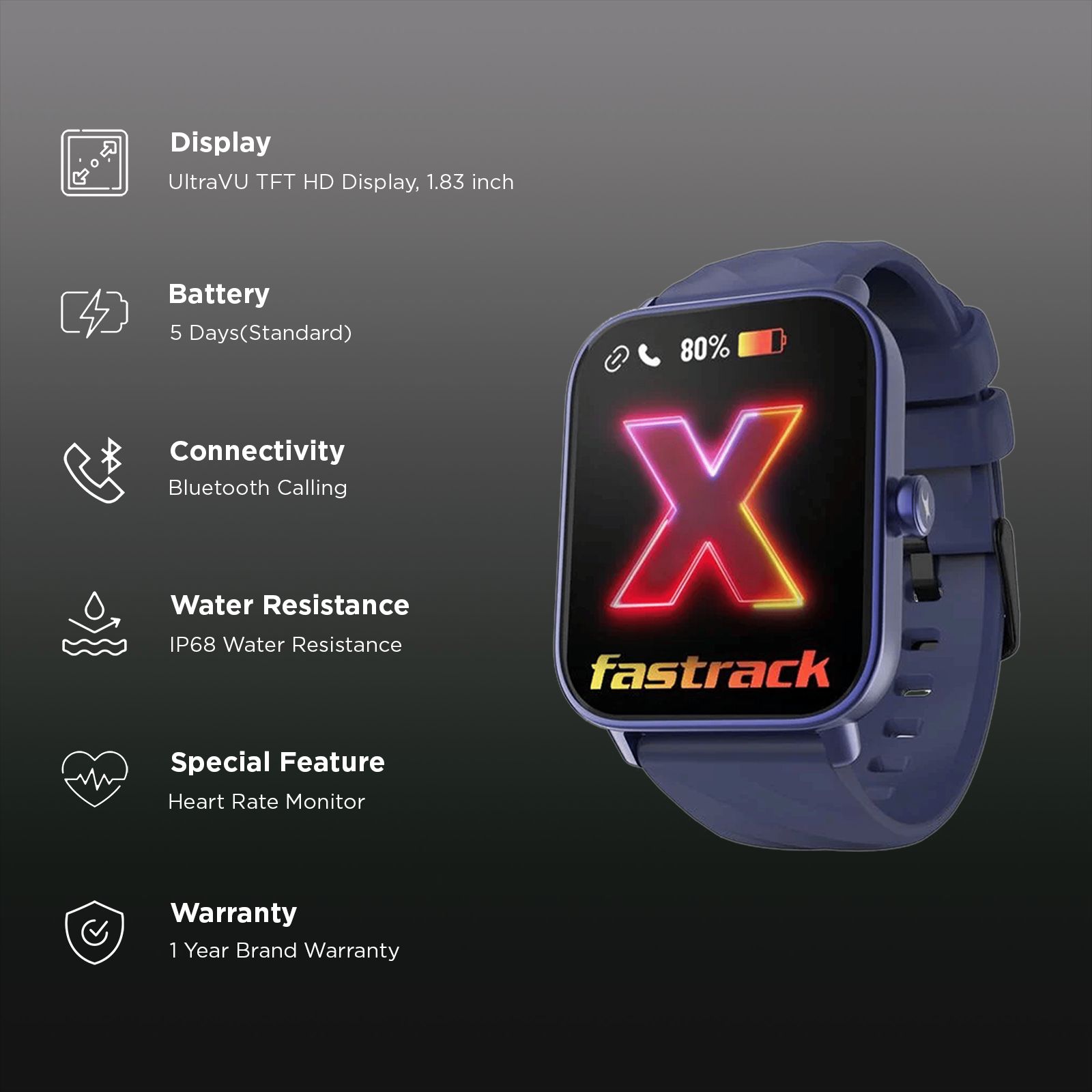 Fastrack Limitless Glide X Smartwatch with Bluetooth Calling (46.4mm UltraVU TFT HD Display, IP68 Water Resistant, Blue Strap) Fastrack Limitless Glide X Smartwatch with Bluetooth Calling (46.4mm UltraVU TFT HD Display, IP68 Water Resistant, Blue Strap)_2