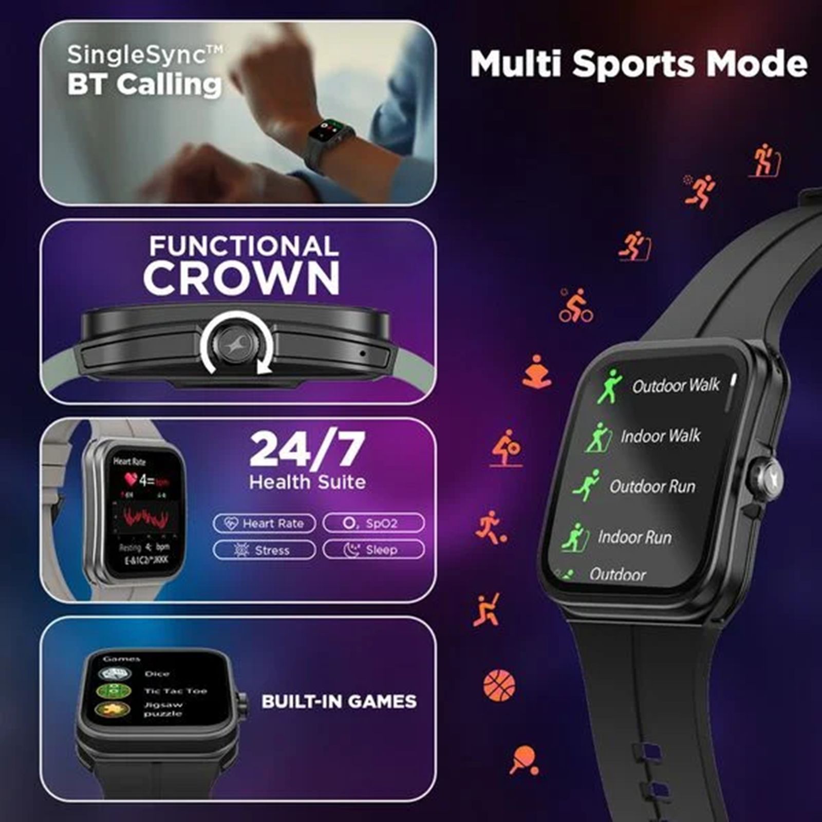 Fastrack VOX Neo Smartwatch with Bluetooth Calling (48mm Curved Ultra Vu TFT Display, IP68 Water Resistant, Black Strap) Fastrack VOX Neo Smartwatch with Bluetooth Calling (48mm Curved Ultra Vu TFT Display, IP68 Water Resistant, Black Strap)_2
