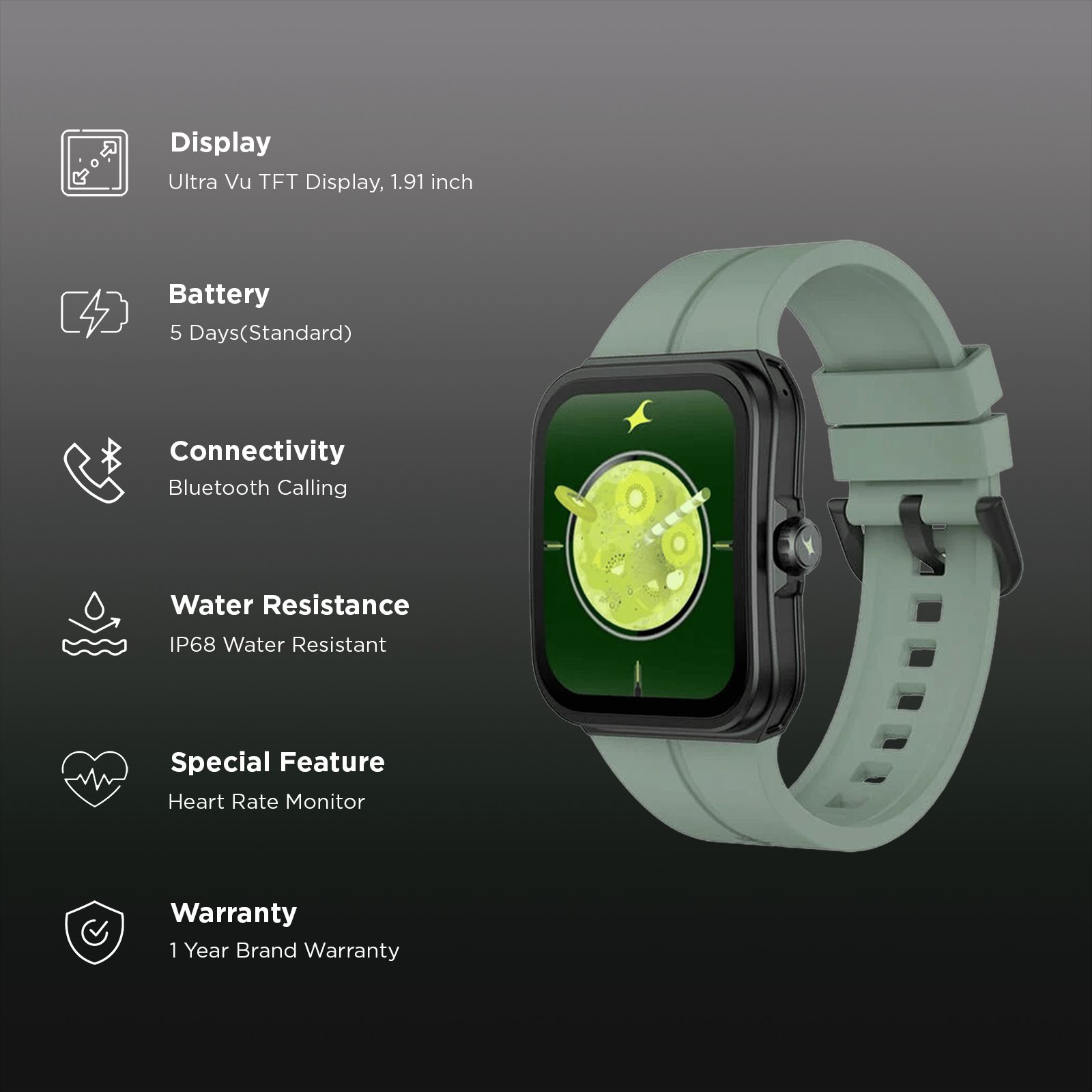 Fastrack VOX Neo Smartwatch with Bluetooth Calling (48mm Curved Ultra Vu TFT Display, IP68 Water Resistant, Green Strap) Fastrack VOX Neo Smartwatch with Bluetooth Calling (48mm Curved Ultra Vu TFT Display, IP68 Water Resistant, Green Strap)_2