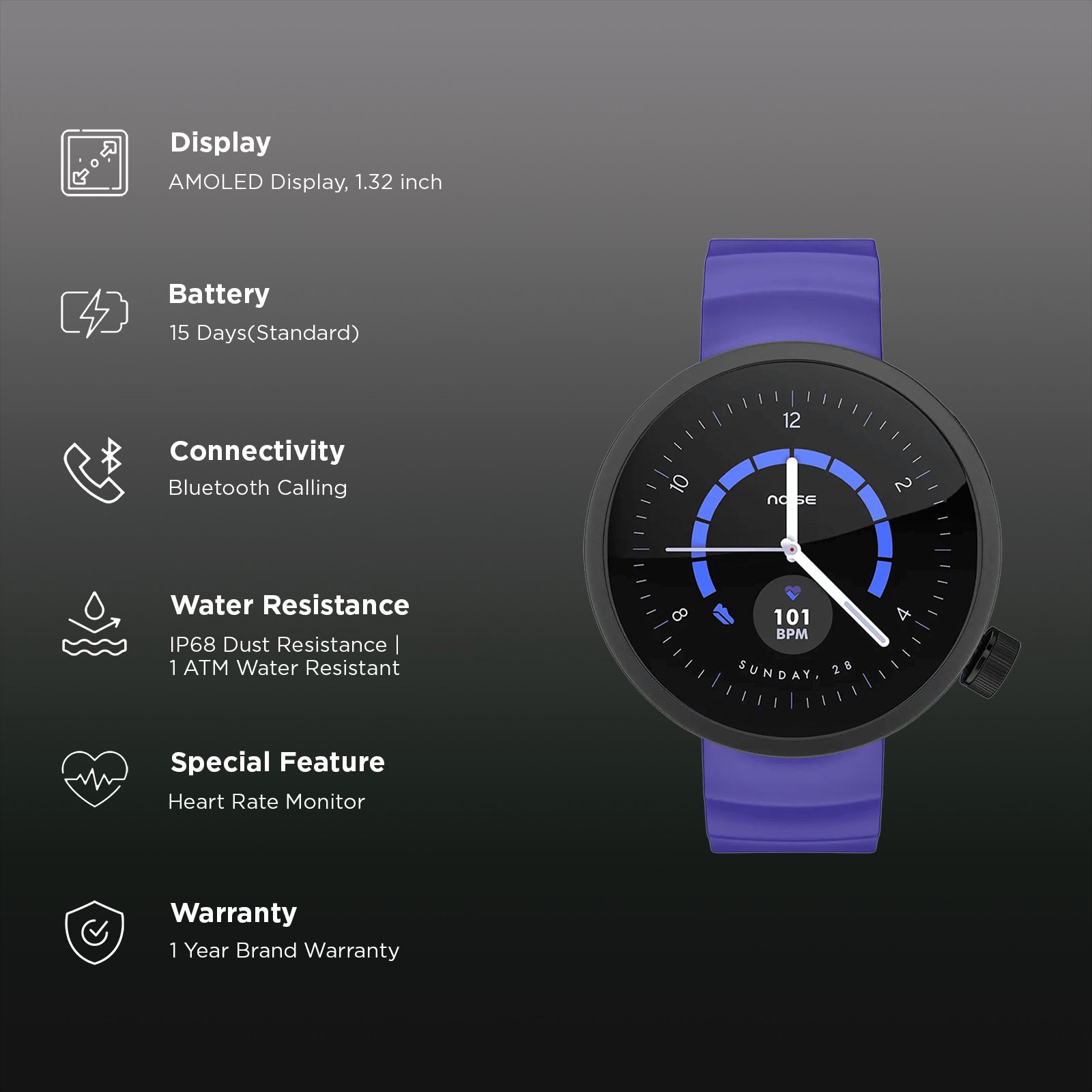 Noise ALT WATCH 1 Smartwatch Noise AI (33.5mm AMOLED Display, IP68 Dust & 1 ATM Water Resistance, Chosen Blue Strap) Noise ALT WATCH 1 Smartwatch Noise AI (33.5mm AMOLED Display, IP68 Dust & 1 ATM Water Resistance, Chosen Blue Strap)_2