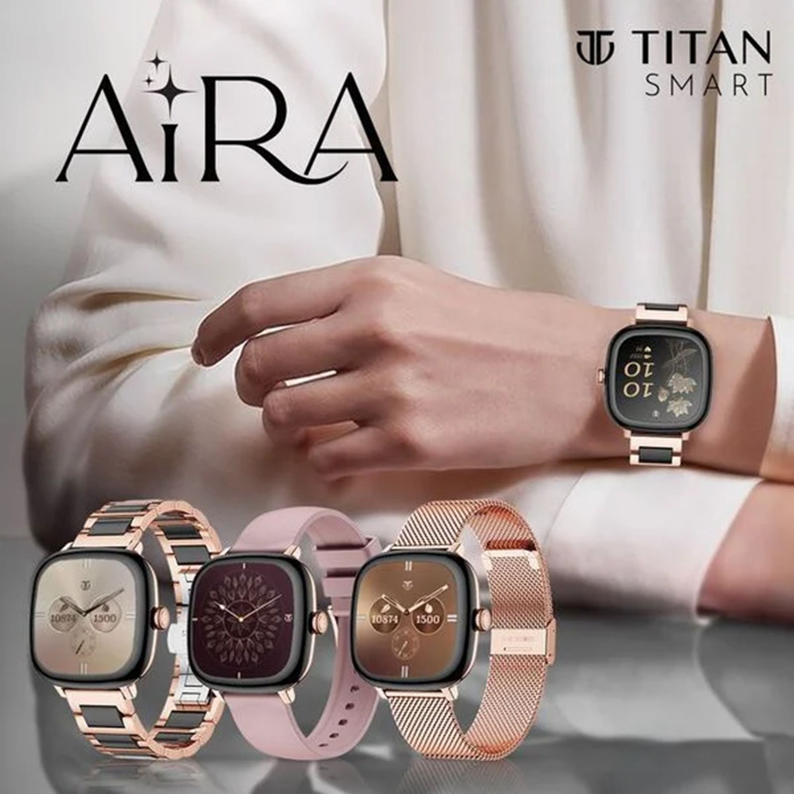 Titan AiRA Smartwatch with Bluetooth Calling (43.1mm, AMOLED Display, IP68 Water Resistant, Pink Strap)_7