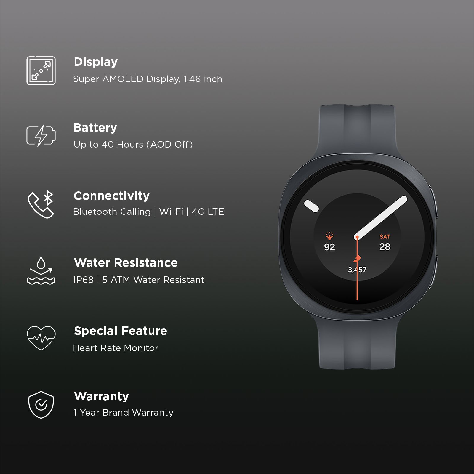 SAMSUNG Galaxy Watch9 Wi-Fi+4G SIM Wear OS Smartwatch (37.3mm Super AMOLED Display, Snapdragon Wear Elite Processor, Dual Frequency GPS, Black Sport Strap) SAMSUNG Galaxy Watch9 Wi-Fi+4G SIM Wear OS Smartwatch (37.3mm Super AMOLED Display, Snapdragon Wear Elite Processor, Dual Frequency GPS, Black Sport Strap)_2