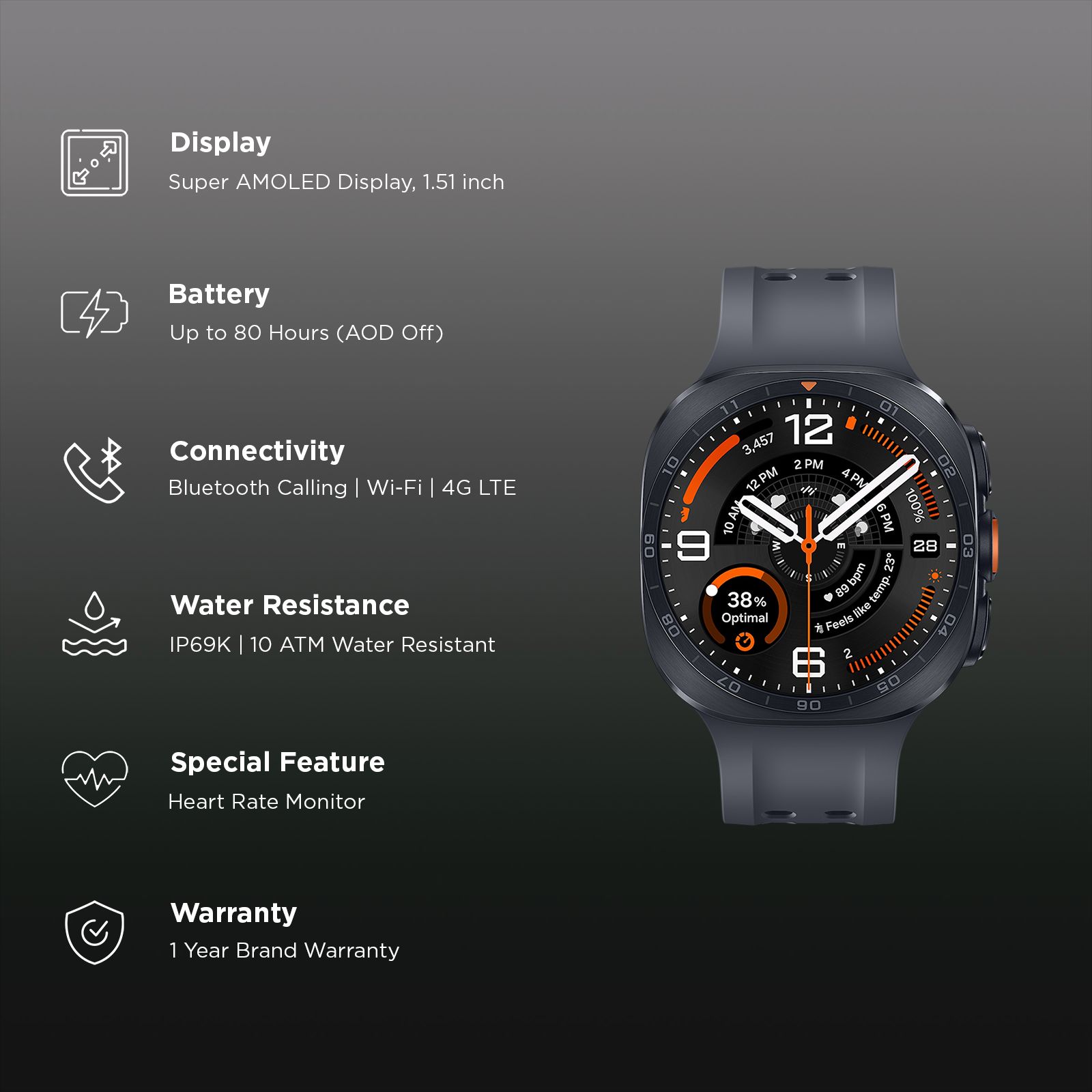 SAMSUNG Galaxy Watch Ultra2 Wi-Fi+4G SIM Wear OS Smartwatch (38.5mm Super AMOLED Display, Snapdragon Wear Elite Processor, Dual Frequency GPS, Black Marine Strap) SAMSUNG Galaxy Watch Ultra2 Wi-Fi+4G SIM Wear OS Smartwatch (38.5mm Super AMOLED Display, Snapdragon Wear Elite Processor, Dual Frequency GPS, Black Marine Strap)_2