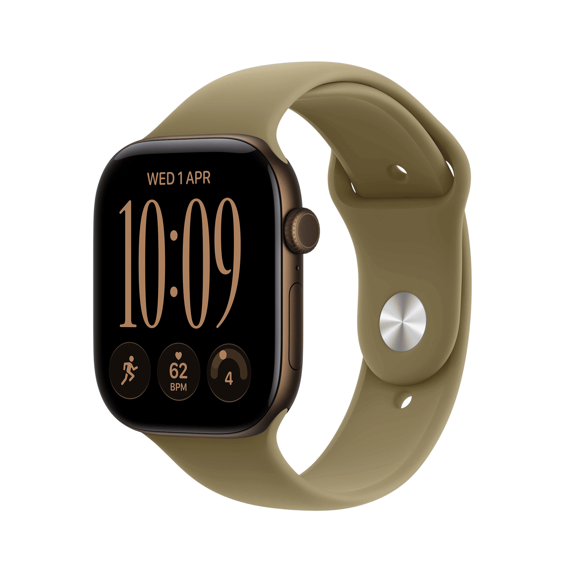 Apple Watch Series 12 GPS with Olive Sport Band - S/M (46mm Retina LTPO3 OLED Display, Dark Bronze Aluminium Case)_1