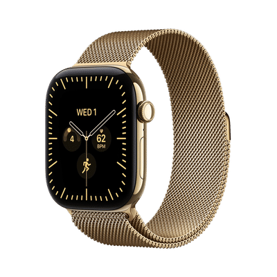 Apple Watch Series 12 GPS+Cellular with Radiant Gold Milanese Loop - S/M (46mm Retina LTPO3 OLED Display, Radiant Gold Titanium Case)