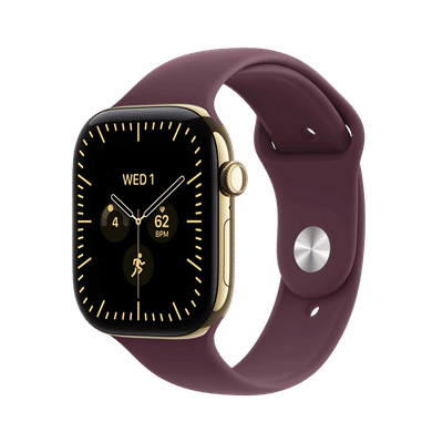 Apple Watch Series 12 GPS+Cellular with Burgundy Sport Band - S/M (46mm Retina LTPO3 OLED Display, Radiant Gold Titanium Case)