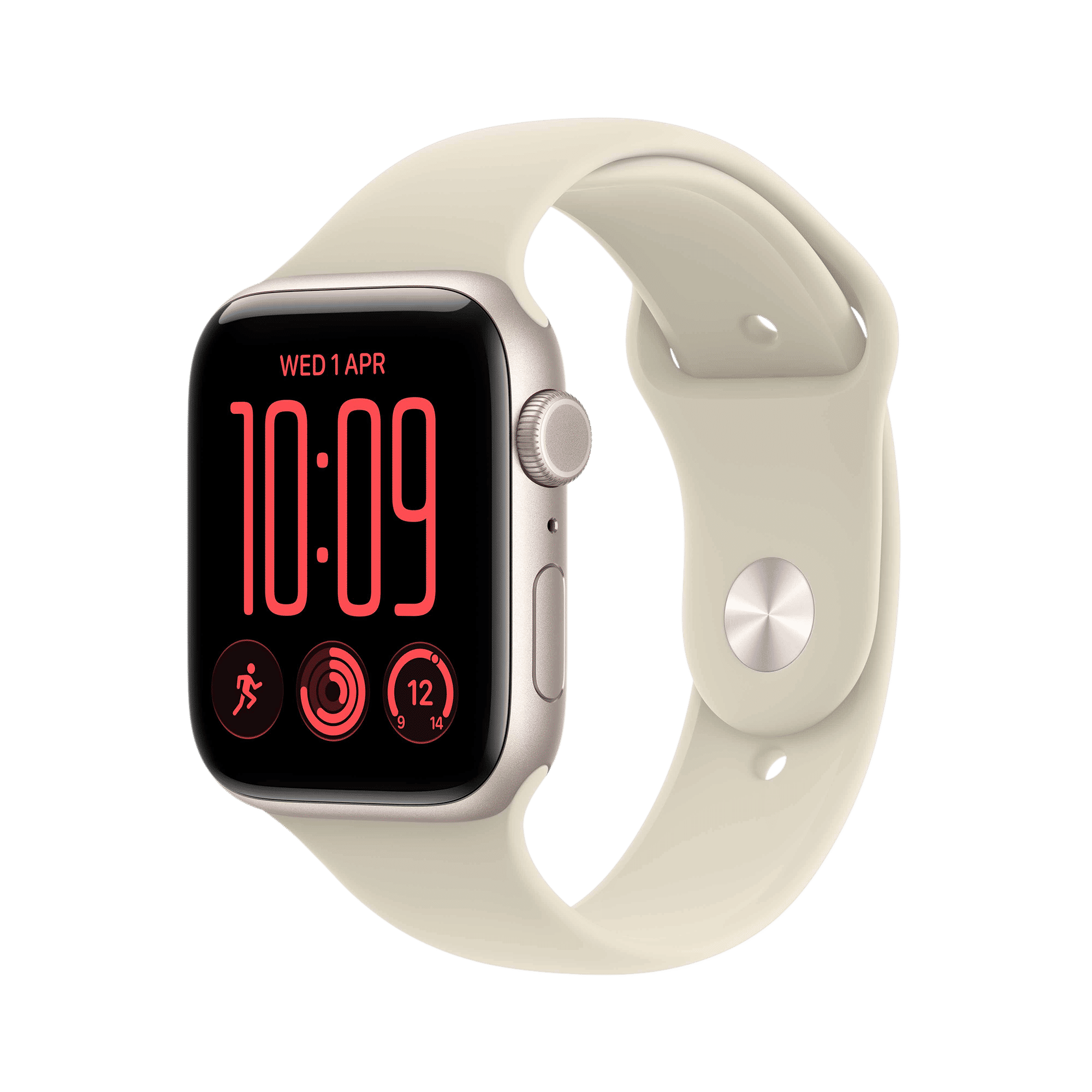 Apple Watch SE 3 GPS with Sand Sport Band - M/L (44mm Retina LTPO OLED Display, Starlight Aluminium Case)_1