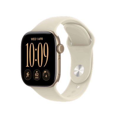 Apple Watch Series 12 GPS with Sand Sport Band - S/M (42mm Retina LTPO3 OLED Display, Light Gold Aluminium Case)