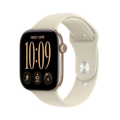 Apple Watch Series 12 GPS+Cellular with Sand Sport Band - S/M (46mm Retina LTPO3 OLED Display, Light Gold Aluminium Case)