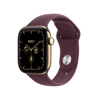 Apple Watch Series 12 GPS+Cellular with Burgundy Sport Band - S/M (42mm Retina LTPO3 OLED Display, Radiant Gold Titanium Case)