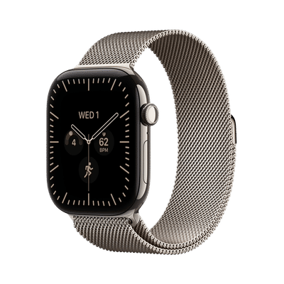 Apple Watch Series 12 GPS+Cellular with Natural Milanese Loop - M/L (46mm Retina LTPO3 OLED Display, Natural Titanium Case)