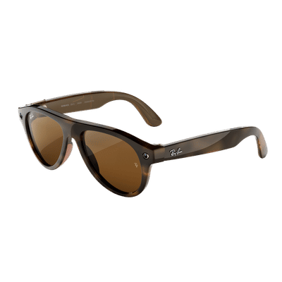Ray-Ban Meta Aviator (Gen 3) AI Glasses (12MP Camera, 9Hrs Playtime, Meta AI, Open Ear Speaker, Real-time Translation, 3K Ultra HD Video Recording, Brown Lenses, Medium, Havana)