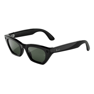Ray-Ban Meta Zena (Gen 3) AI Glasses (12MP Camera, 9Hrs Playtime, Meta AI, Open Ear Speaker, Real-time Translation, 3K Ultra HD Video Recording, Green Lenses, Medium, Shiny Black)
