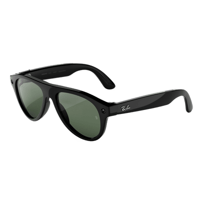 Ray-Ban Meta Aviator (Gen 3) AI Glasses (12MP Camera, 9Hrs Playtime, Meta AI, Open Ear Speaker, Real-time Translation, 3K Ultra HD Video Recording, Transitions Graphite Green Lenses, Medium, Shiny Black)