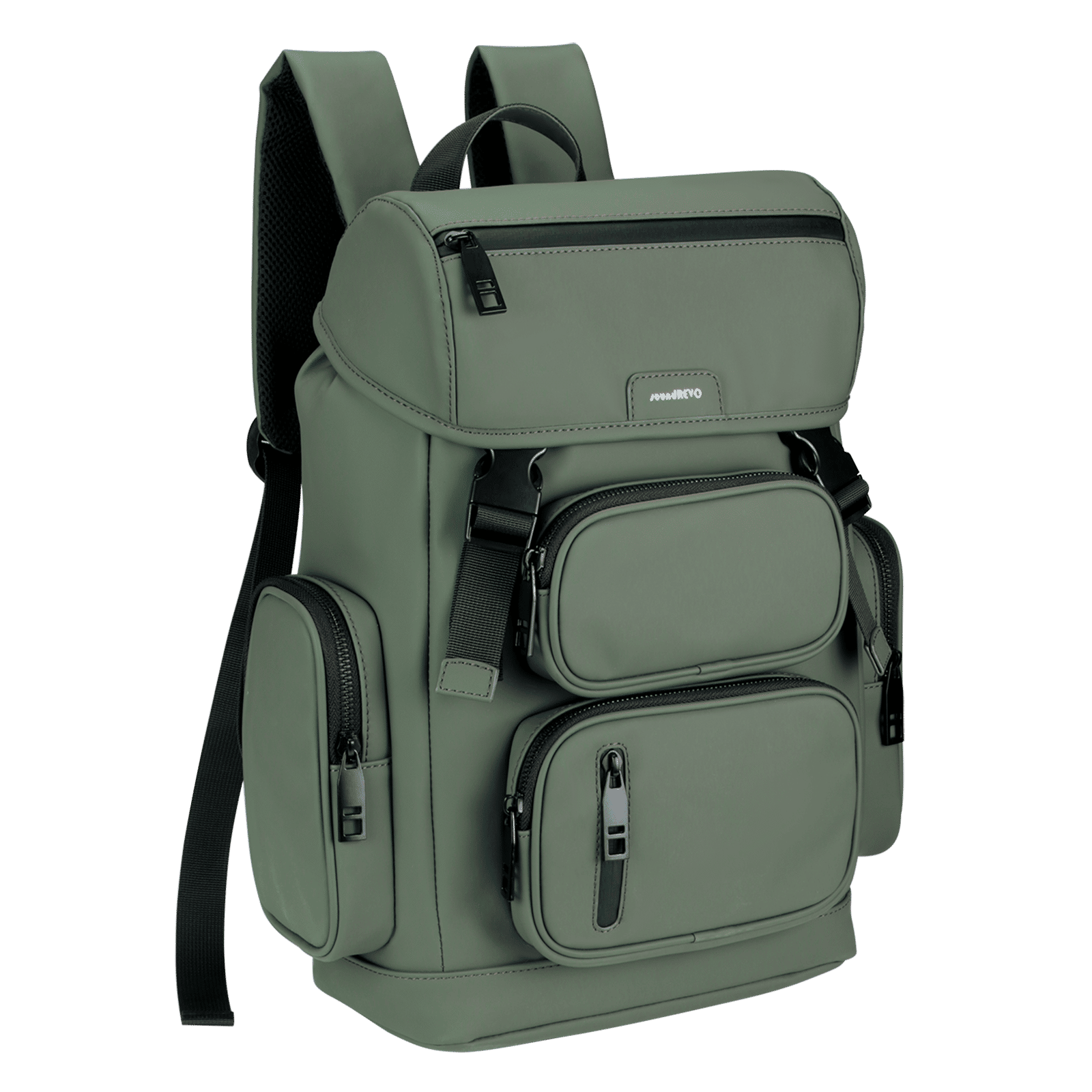 soundREVO Hannover PU Fabric Laptop Backpack for 14 Inch Laptop (10.29 L, Water Resistant, Green)_1