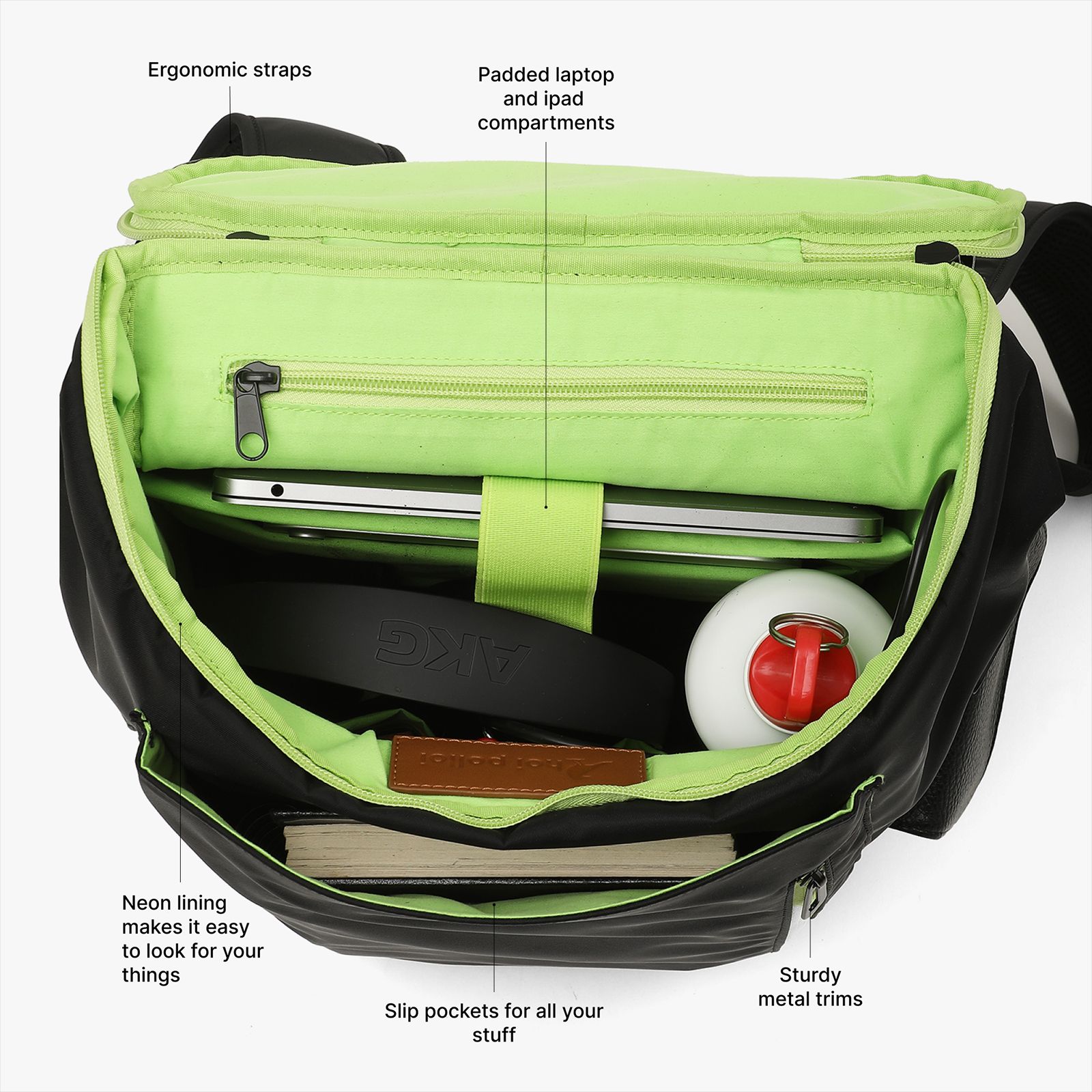 hoi polloi RAYRAY Nylon, Polyester, PU Laptop Backpack for 15.6 Inch Laptop (20 L, Water Resistant, Obsidian Black & Neon) hoi polloi RAYRAY Nylon, Polyester, PU Laptop Backpack for 15.6 Inch Laptop (20 L, Water Resistant, Obsidian Black & Neon)_5