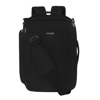 Croma Overnighter Polyester Backpack for 15.6 Inch Laptop (21 L, Convertible, Black)