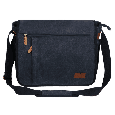 Soundrevo Canvas & Polyester Messenger Bag for 15.6 Inch Laptop (15 L, Multiple Zipper Pocket, Grey)