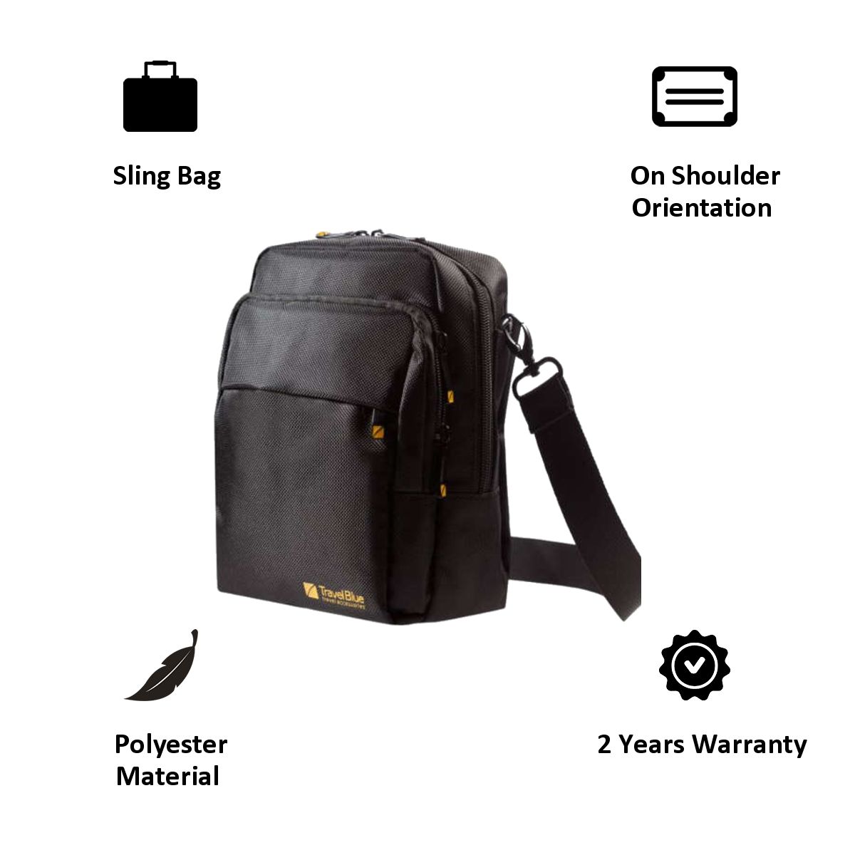 TRAVEL BLUE Polyester Sling Bag ( Capacious Design, TB-812, Black)_6