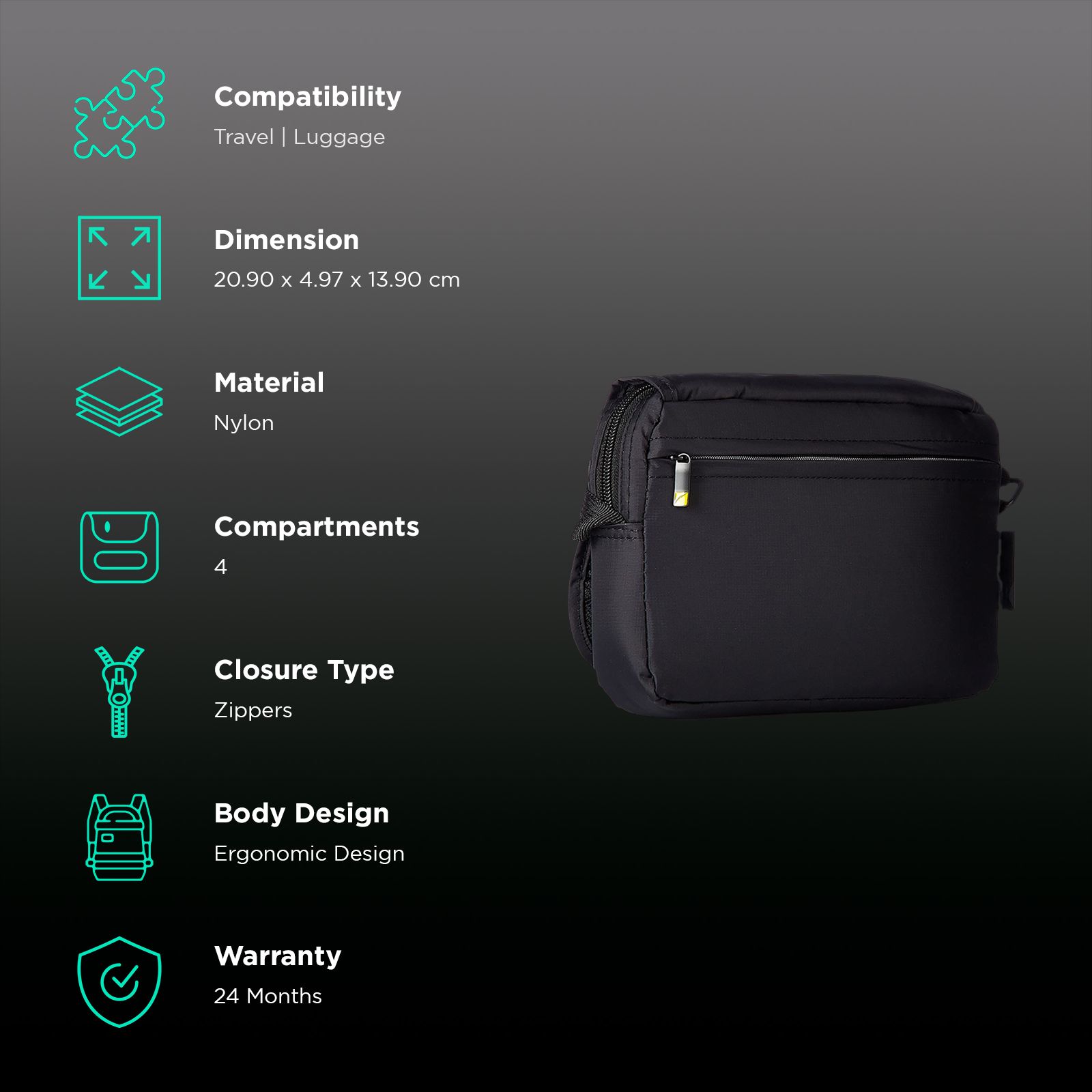 TRAVEL BLUE City Nylon Tablet Pouch (831, Black)_3