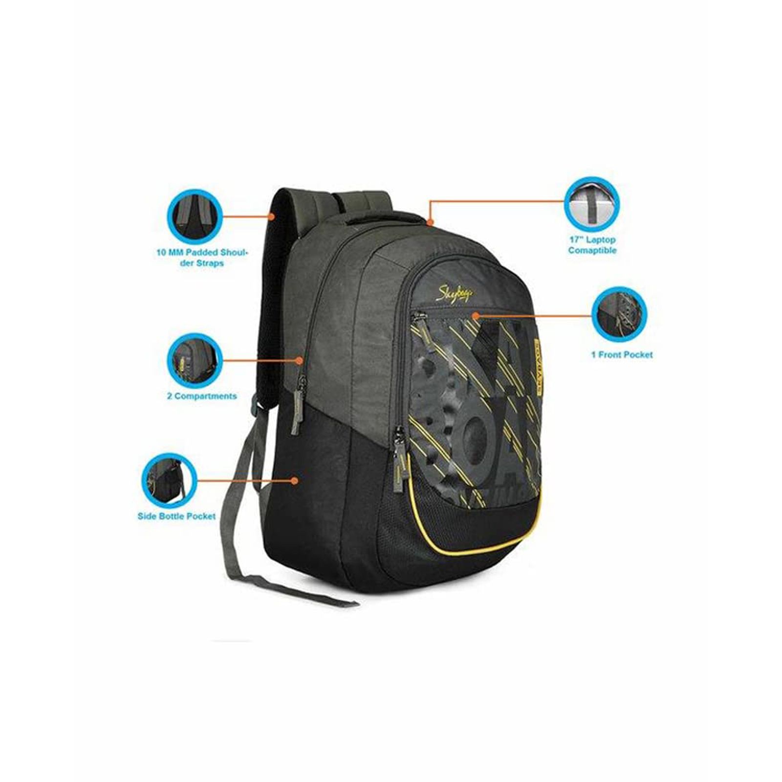 Skybags Arthur Polyester Laptop Backpack for 15 Inch Laptop (30L, Padded Shoulder Straps, Black) Skybags Arthur Polyester Laptop Backpack for 15 Inch Laptop (30L, Padded Shoulder Straps, Black)_6