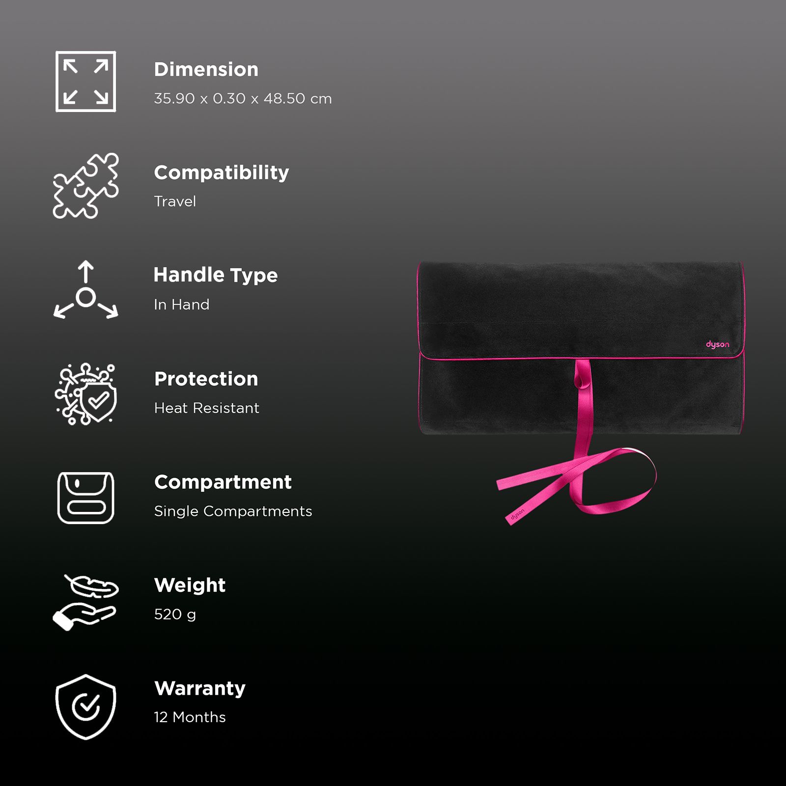 dyson Airwrap Travel Pouch (Heat-Resistant, 97107401, Grey) dyson Airwrap Travel Pouch (Heat-Resistant, 97107401, Grey)_3