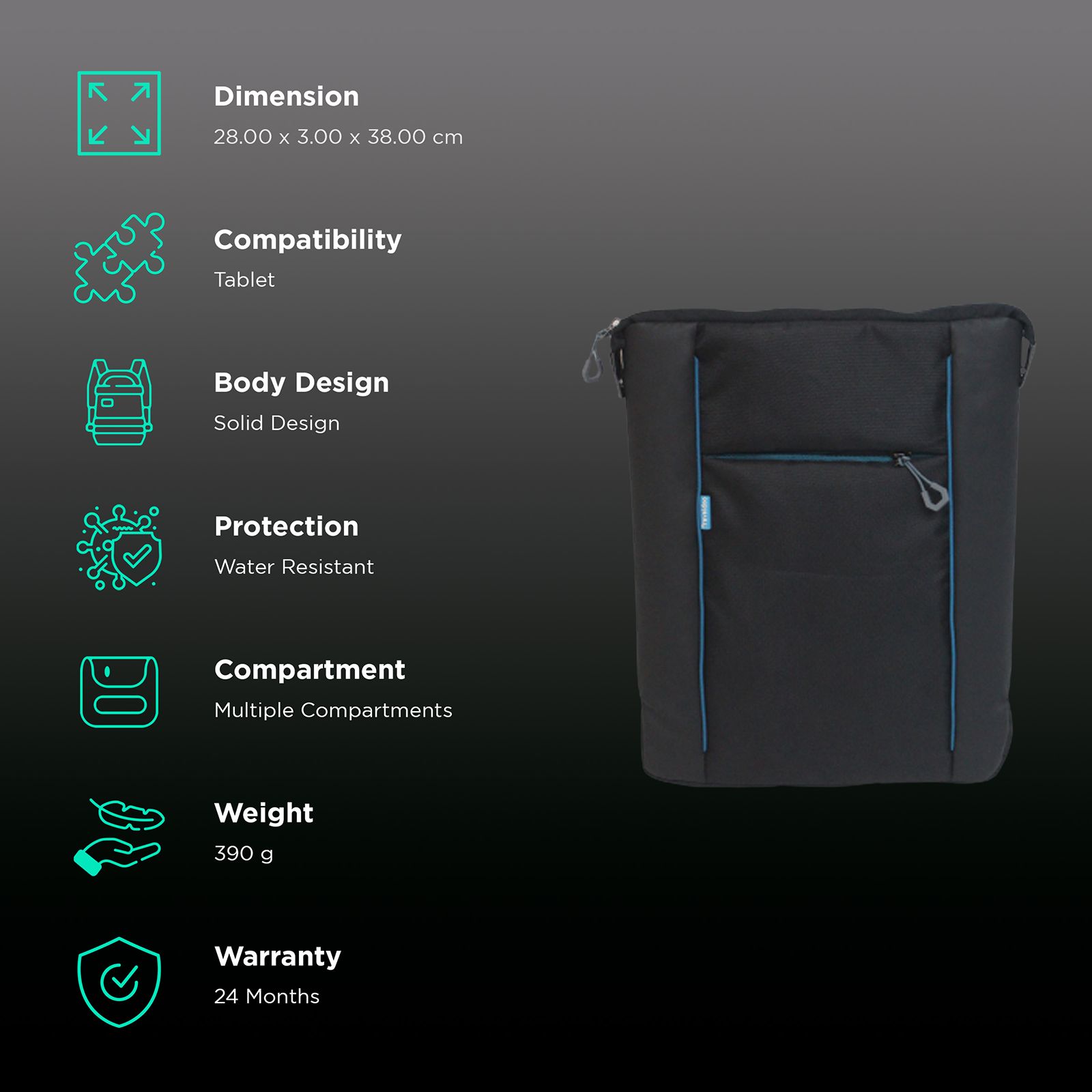Traveldoo Sling Bag (Water Resistant, TCB01001, Black)_2