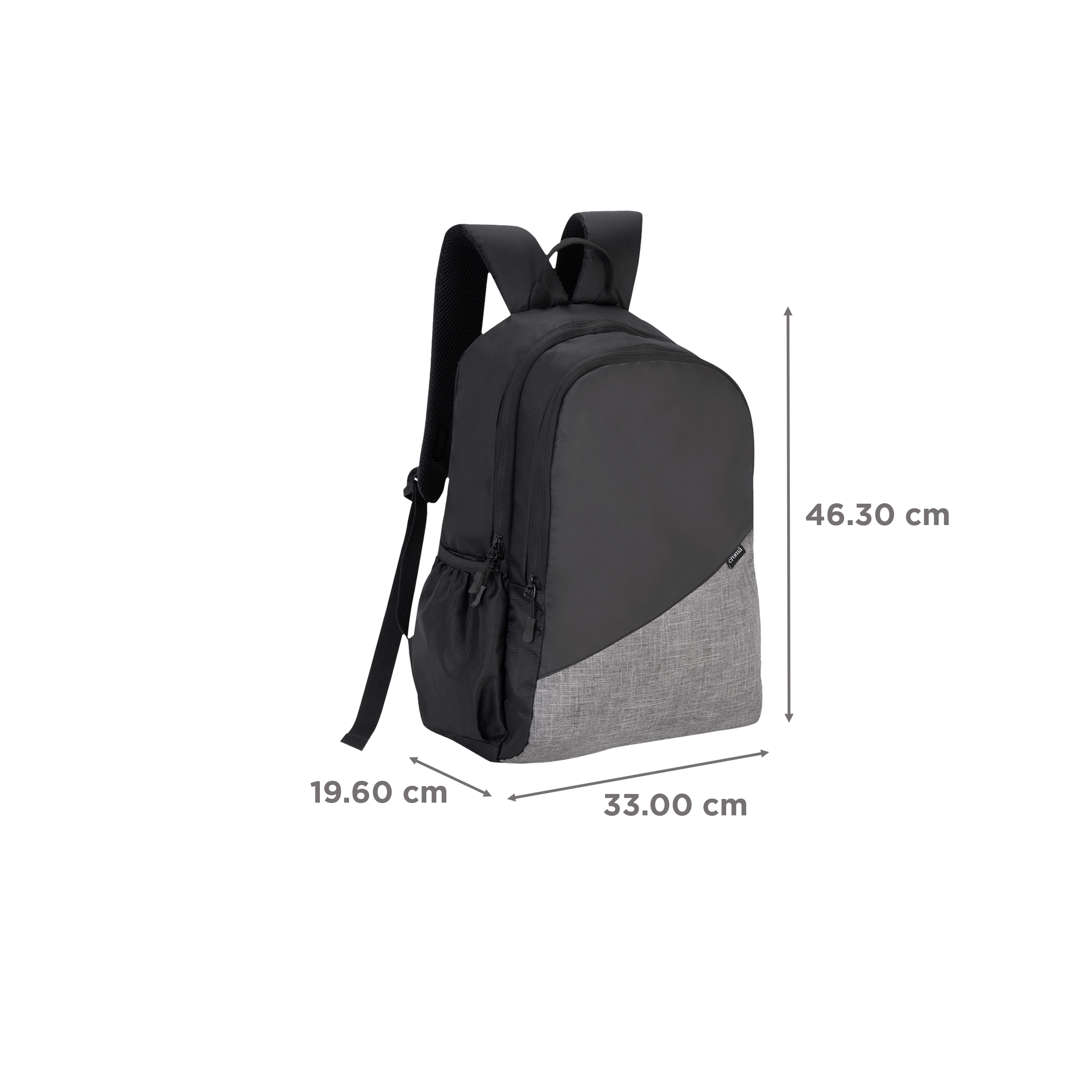 Croma Polyester Laptop Backpack (30 L, 2 Spacious Compartments, Grey and Black)_3