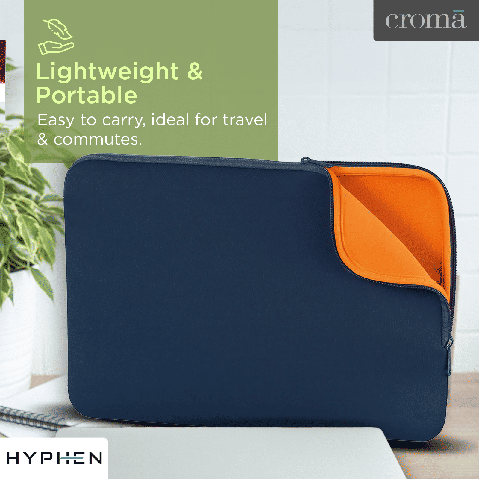 HYPHEN Polyester Laptop Sleeve for 14 Inch Laptop (One Spacious Compartment, Blue) HYPHEN Polyester Laptop Sleeve for 14 Inch Laptop (One Spacious Compartment, Blue)_9
