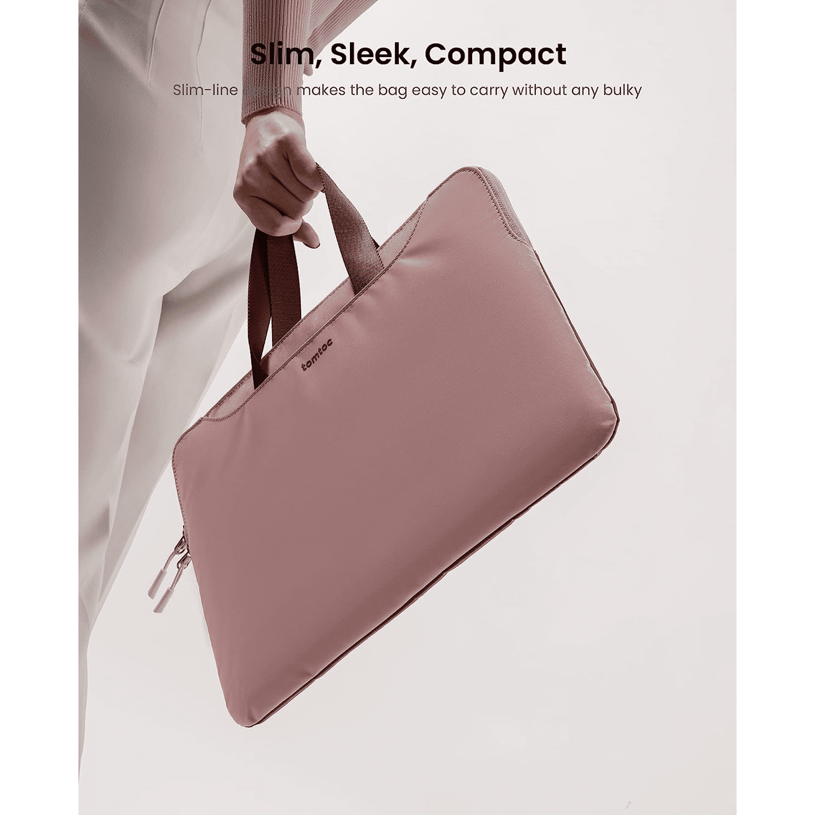 tomtoc A21F2P1 Nylon Laptop Sleeve for 16 Inch Laptop (Water Resistant, Raspberry)_2