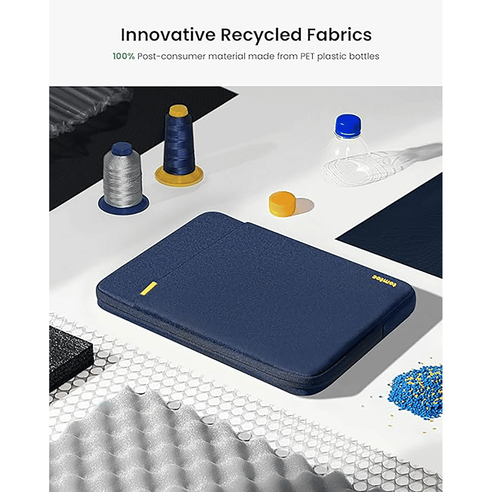tomtoc A13D2B2 Recycled Fabric Laptop Sleeve for 14 Inch Laptop (Water Resistant, Blue) tomtoc A13D2B2 Recycled Fabric Laptop Sleeve for 14 Inch Laptop (Water Resistant, Blue)_4