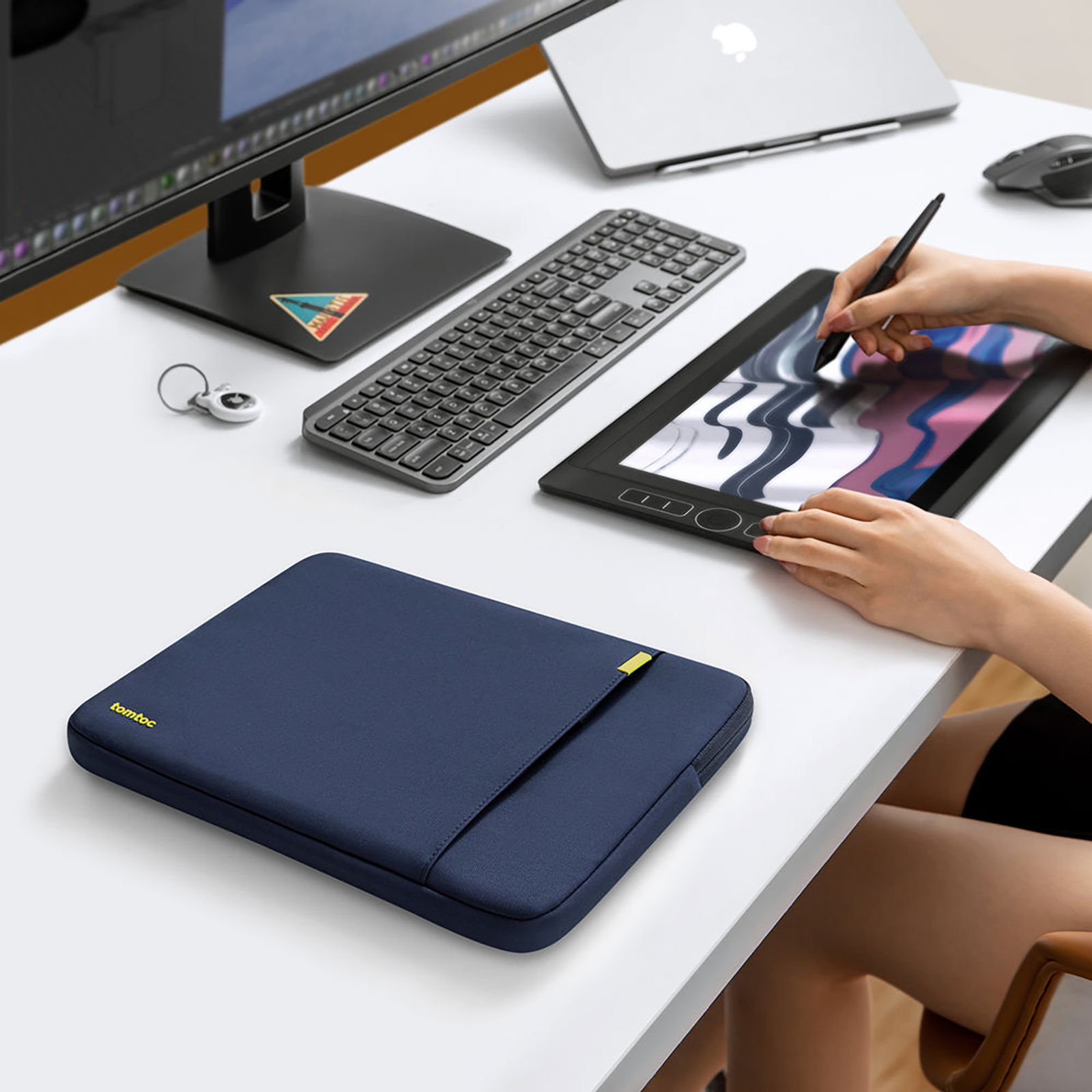 tomtoc Defender A13 Recycled Polyester Laptop Sleeve for 16 Inch Laptop (Military Grade Protection, Navy Blue)_9