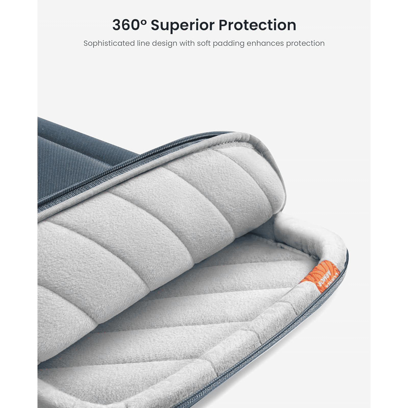 tomtoc A14 Recycled Polyester Laptop Sleeve for 14 Inch Laptop (360 Superior Protection, Ashes Blue)_4