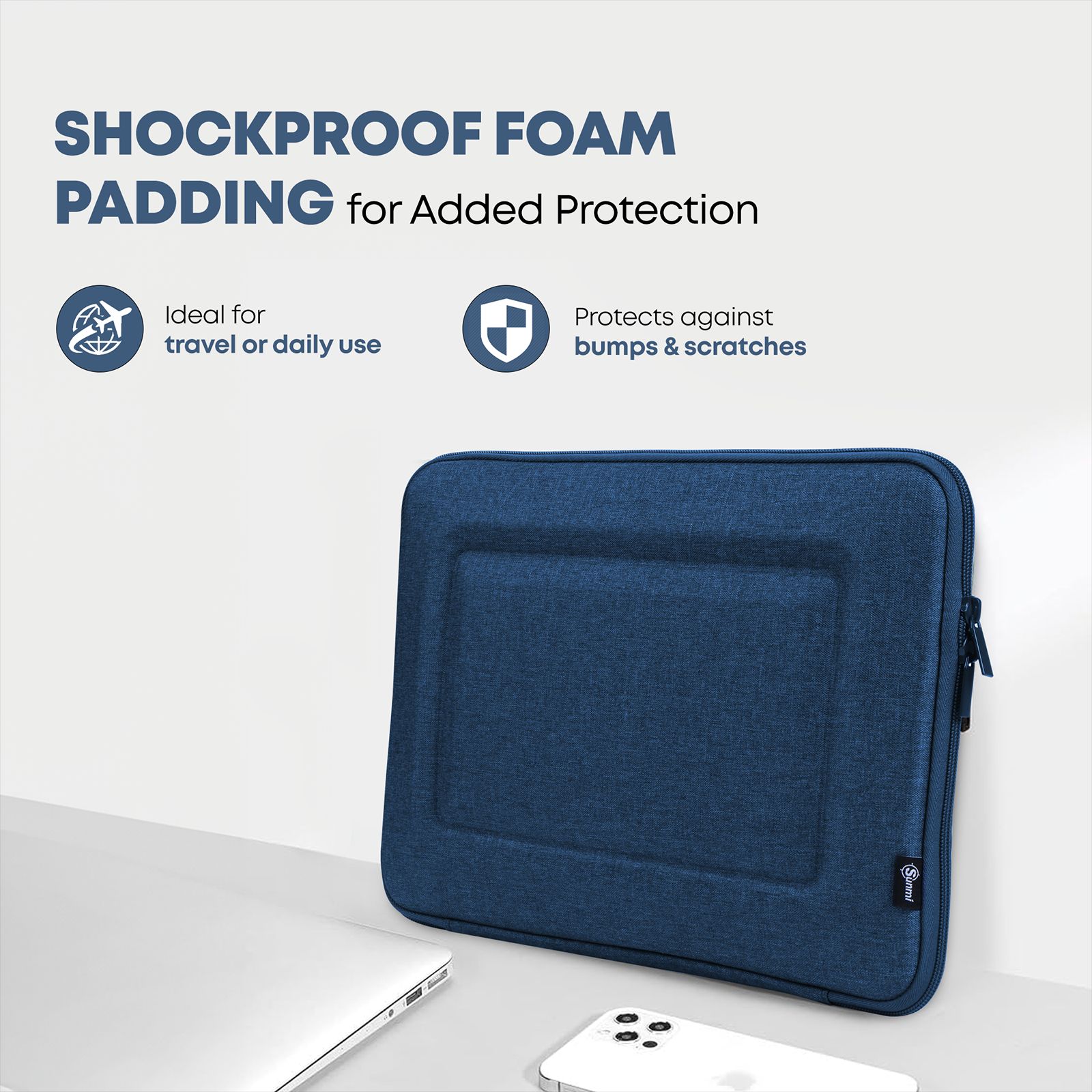 Sunmi SNMBCBL06 Polyester Laptop Hard Shell Sleeve for 14 Inch Laptop (Inner Smooth Velvet Lining, Blue)_12