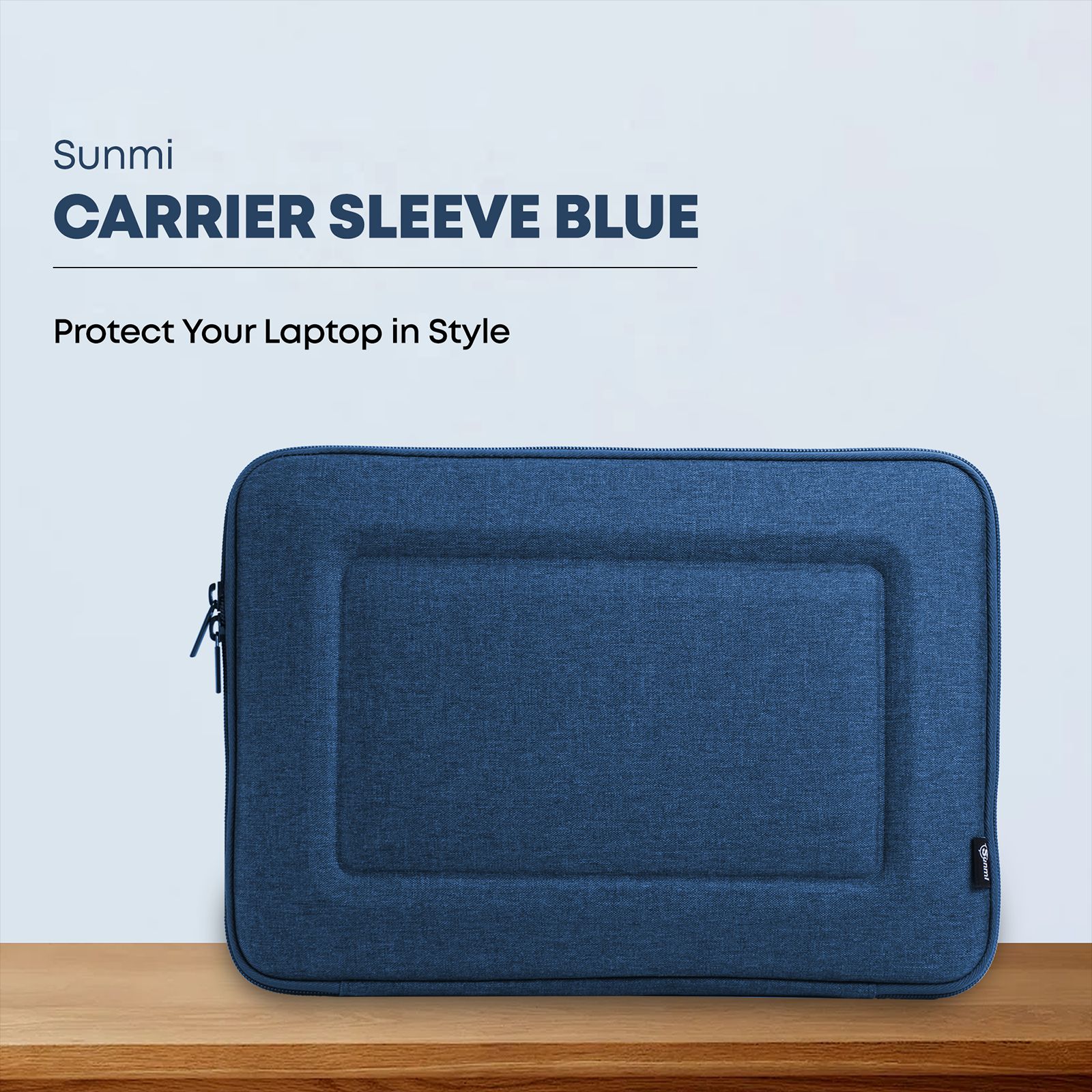 Sunmi SNMBCBL06 Polyester Laptop Hard Shell Sleeve for 14 Inch Laptop (Inner Smooth Velvet Lining, Blue)_14