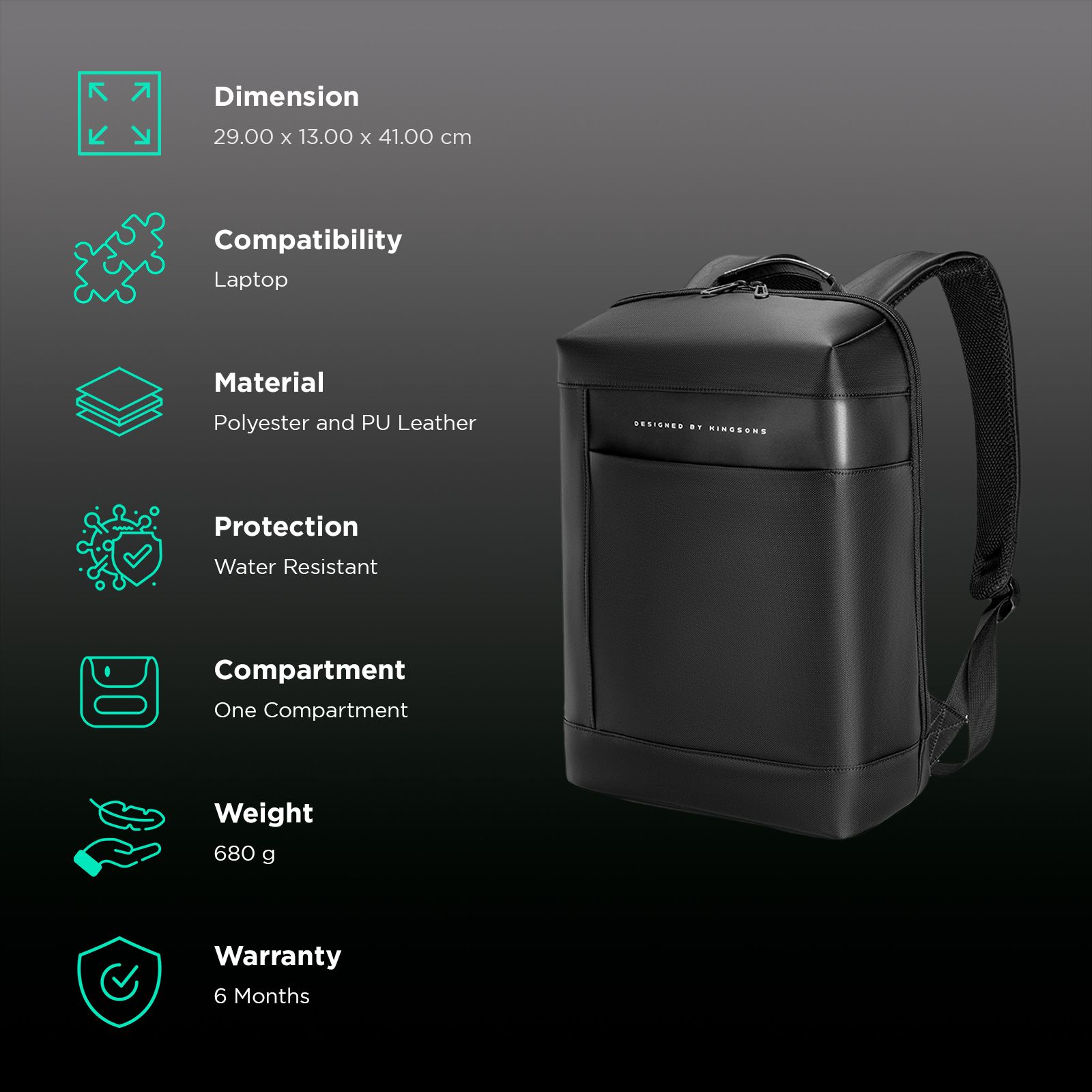 Kingsons KSSTYBK07 Polyester Backpack for 15.6 Inch Laptop (15 L, Anti-Theft, Black) Kingsons KSSTYBK07 Polyester Backpack for 15.6 Inch Laptop (15 L, Anti-Theft, Black)_2