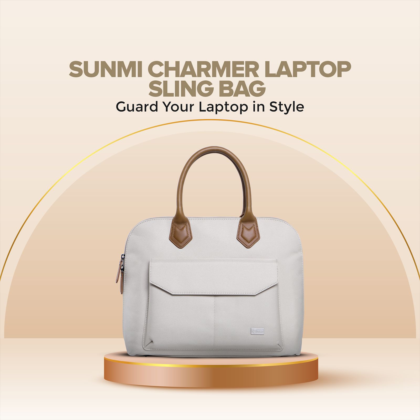 Sunmi Charmer Polyester Sling Bag for 14 Inch Laptop (10 L, Water Resistant, Off White) Sunmi Charmer Polyester Sling Bag for 14 Inch Laptop (10 L, Water Resistant, Off White)_8