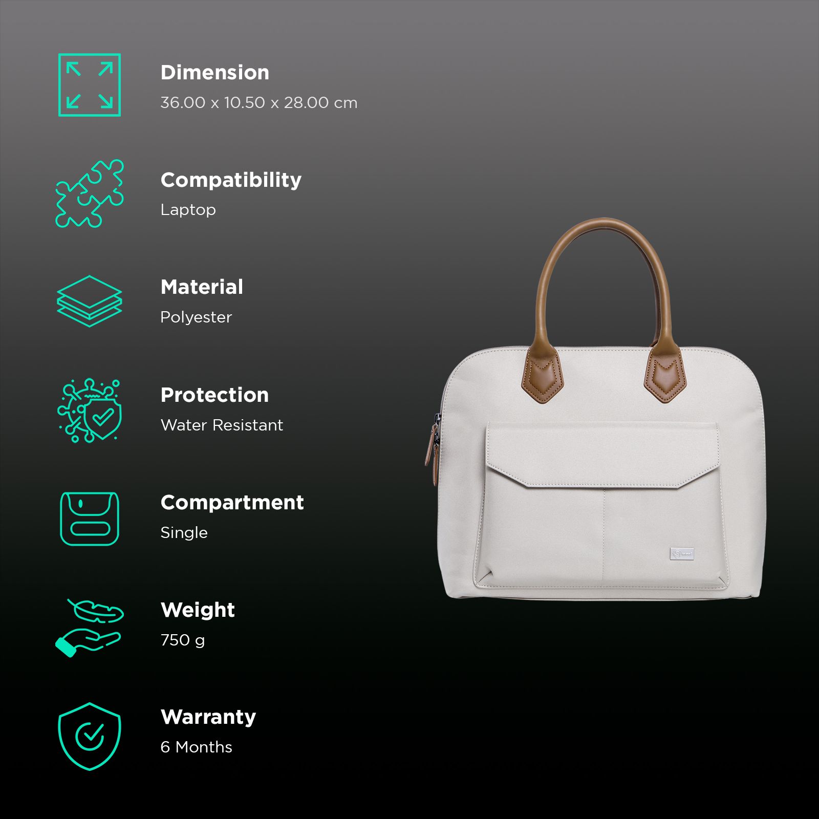 Sunmi Charmer Polyester Sling Bag for 14 Inch Laptop (10 L, Water Resistant, Off White) Sunmi Charmer Polyester Sling Bag for 14 Inch Laptop (10 L, Water Resistant, Off White)_2