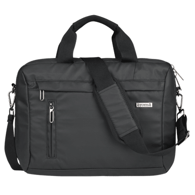 Croma Polyurethane Laptop Sling Bag for 14 Inch Laptop (Adjustable Shoulder Strap, Black)