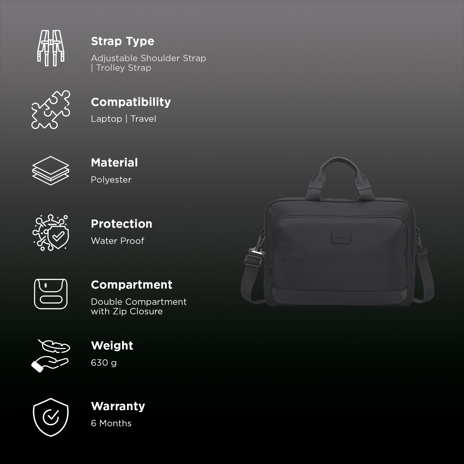 Sunmi Polyester Laptop Business Messenger Bag for 15.6 Inch Laptop (10 L, Front Zipper Pocket, Black) Sunmi Polyester Laptop Business Messenger Bag for 15.6 Inch Laptop (10 L, Front Zipper Pocket, Black)_3