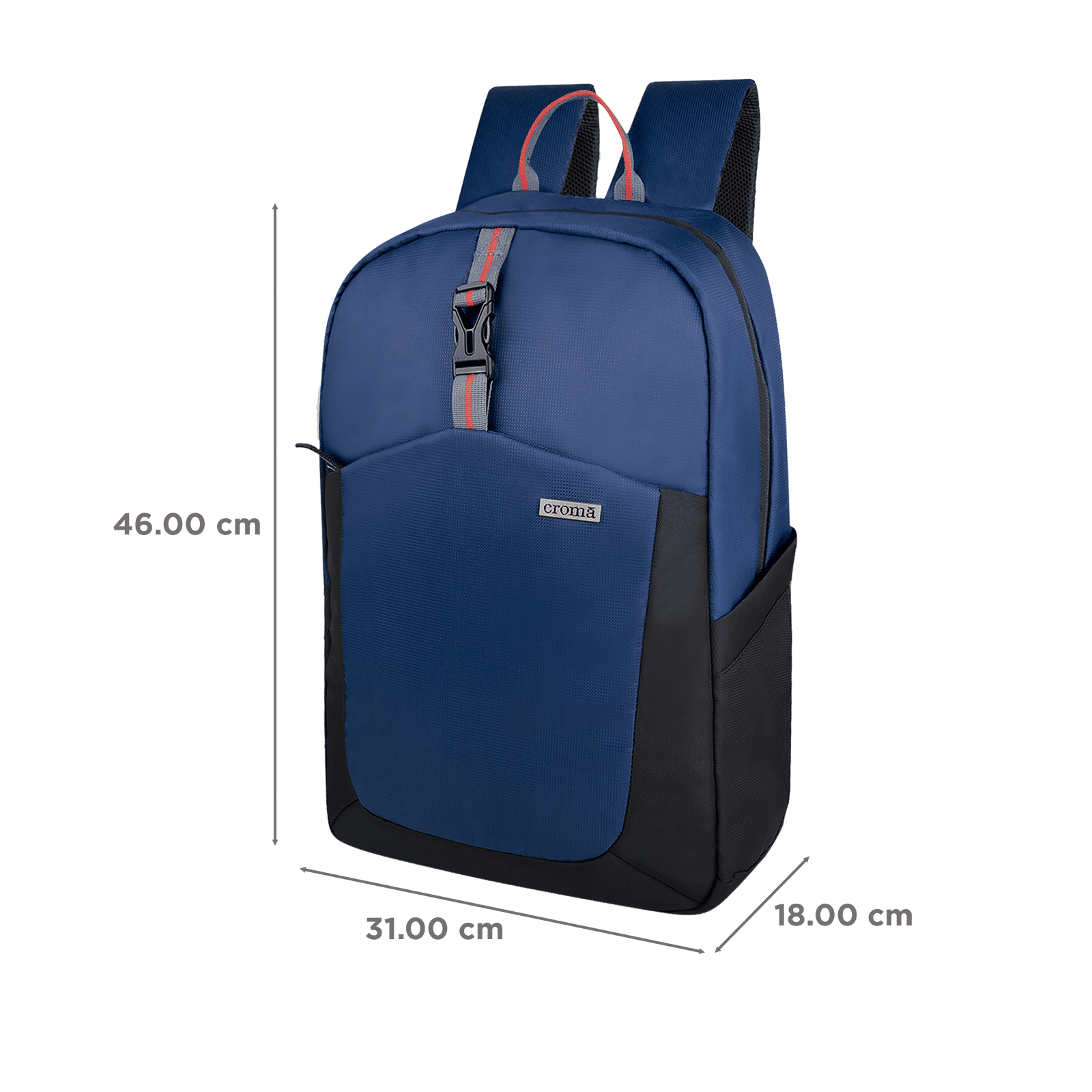 Croma Polyester Backpack for 15.6 Inch Laptop (17L, Water Bottle Pocket, Blue)_3