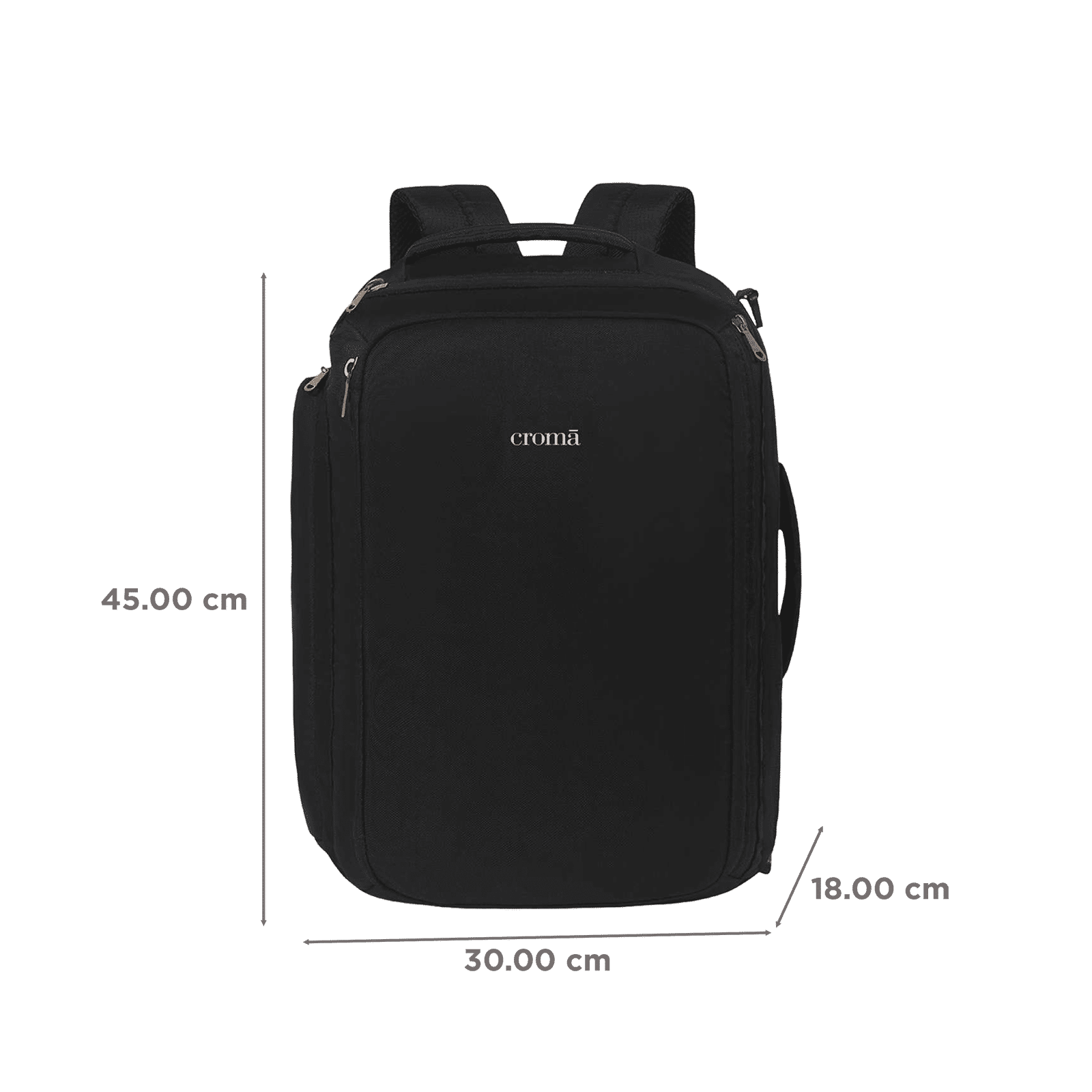 Croma Overnighter Polyester Backpack for 15.6 Inch Laptop (21 L, Convertible, Black)_2