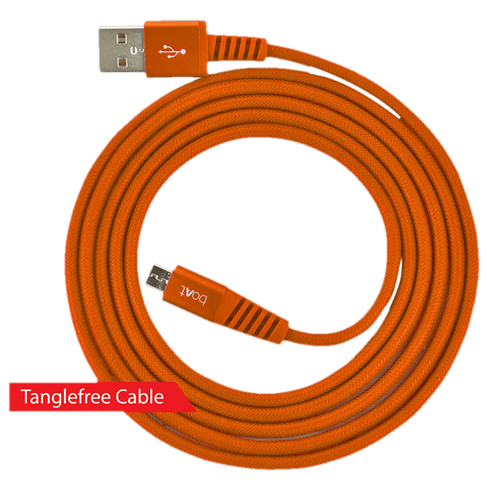 boAt Rugged 700 V3 Type A to Micro USB 4.9 Feet (1.5M) Cable (Tangle-free Design, Orange)_5